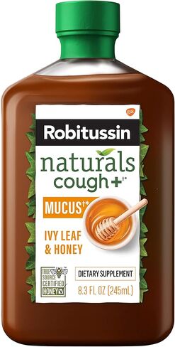 Robitussin Naturals Honey and Ivy Leaf Dietary Supplement Relieves Occasional Cough Associated with Hoarseness, Dry Throat, and Irritants, 8.3 oz in Kuwait