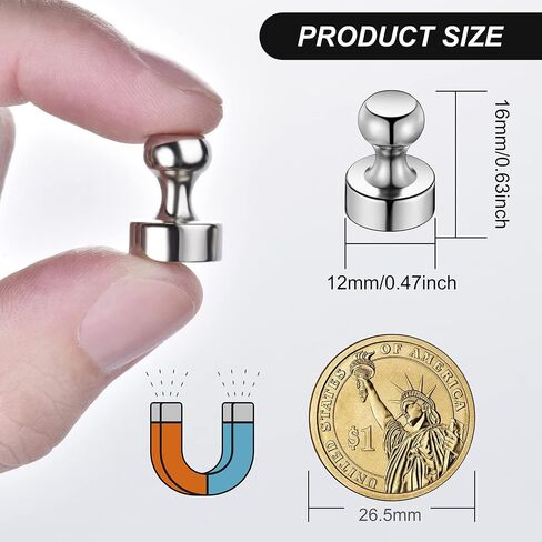 20 Pcs Metallic Magnets, Black Magnetic Push Pins, Refrigerator Magnets, Brushed Nickel Push Pin Magnets Perfect for Fridge Magnets, Office Magnets, Whiteboard, Map Magnets.Magnets for Whiteboard in Saudi Arabia