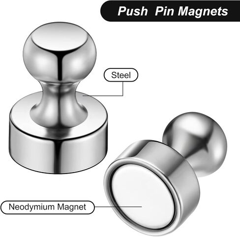 20 Pcs Metallic Magnets, Black Magnetic Push Pins, Refrigerator Magnets, Brushed Nickel Push Pin Magnets Perfect for Fridge Magnets, Office Magnets, Whiteboard, Map Magnets.Magnets for Whiteboard in Saudi Arabia