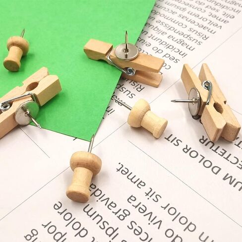 150 Pcs Wood Push Pins, 2 Types Decorative Thumb Tacks Wood Push Pins Wooden Clips Push Pins Tacks Decorative for Cork Boards Crafts Arts Projects in Saudi Arabia
