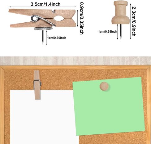 150 Pcs Wood Push Pins, 2 Types Decorative Thumb Tacks Wood Push Pins Wooden Clips Push Pins Tacks Decorative for Cork Boards Crafts Arts Projects in Saudi Arabia