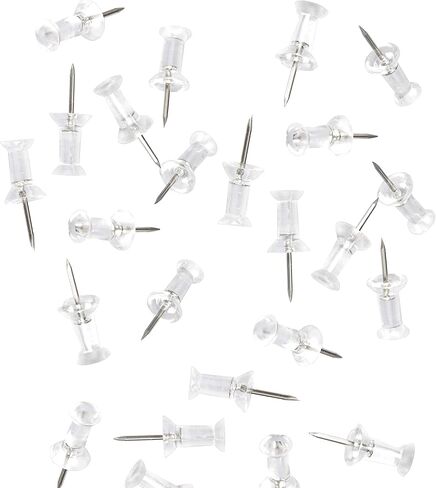 Pins & Tacks, Push Pins Tacks, Clear Plastic Head, Steel Point, Standard Clear Thumb Tacks Steel Point and Clear Plastic Head, 200-Count in Saudi Arabia