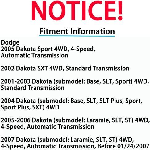 عمود محرك أمامي 52105981AC متوافق مع 2001-2007 دودج داكوتا / 2006-2007 ميتسوبيشي رايدر 26 بوصة in Kuwait