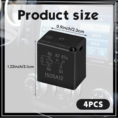 G8V-RH-1C7T-R-DC12 Power Relay Multi Purpose Relay Fuel Pump Relay Black Automotive Relay Automotive Replacement Electrical System Relays Electromechanical Relays, 5 Pin (4 Pieces) in Saudi Arabia