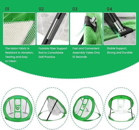 شبكة تقطيع منبثقة مع مجموعة بساط ضرب العشب في الأماكن المغلقة والمفتوحة - 3 شبكة تدريب على ضرب الجولف مستهدفة - هدية - 16 كرة لتمرين الجولف و4 أوتاد أرضية، مع حقيبة in Kuwait