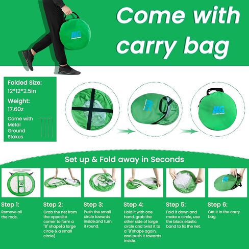 شبكة تقطيع منبثقة مع مجموعة بساط ضرب العشب في الأماكن المغلقة والمفتوحة - 3 شبكة تدريب على ضرب الجولف مستهدفة - هدية - 16 كرة لتمرين الجولف و4 أوتاد أرضية، مع حقيبة in Kuwait