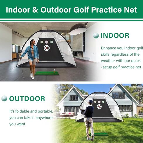 DCutie Golf Hitting Net with Target, 10ft x 7ft Golf Net for Backyard Practice, Black Golf Nets for Driving Real Golf Balls, Includes Mat, Balls, Tee, Bag, Score Notebook & Pencil in Saudi Arabia