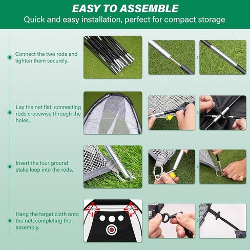 DCutie Golf Hitting Net with Target, 10ft x 7ft Golf Net for Backyard Practice, Black Golf Nets for Driving Real Golf Balls, Includes Mat, Balls, Tee, Bag, Score Notebook & Pencil in Saudi Arabia