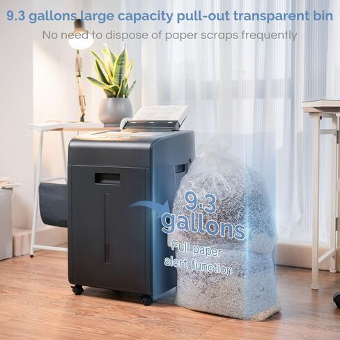 آلة تمزيق الورق ذات التغذية التلقائية: آلات تمزيق الورق الصغيرة الحجم للمكتب المنزلي سعة 200 ورقة، آلة تمزيق الورق التجارية شديدة التحمل لمدة 60 دقيقة، مستوى الأمان العالي P-5، تمزيق الورق/الأقراص المضغوطة/بطاقة الائتمان مع صندوق سحب سعة 9.3 جالون in Kuwait