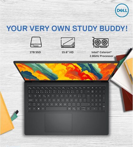 Dell Essential Inspiron 15 3000 Laptop with Microsoft Office, 16GB RAM, 1TB Storgae, 15.6" HD Anti-Glare Display, Intel Celeron N4020 Processor, HDMI, Win 11, Carbon Black with Backpack Accessory in Saudi Arabia