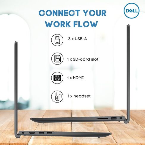 Dell Essential Inspiron 15 3000 Laptop with Microsoft Office, 16GB RAM, 1TB Storgae, 15.6" HD Anti-Glare Display, Intel Celeron N4020 Processor, HDMI, Win 11, Carbon Black with Backpack Accessory in Saudi Arabia