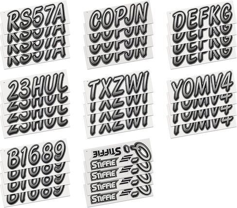 Stiffie Whipline Silver/Black 3" Alpha-Numeric Registration Identification Numbers Stickers Decals for Boats & Personal Watercraft in Saudi Arabia