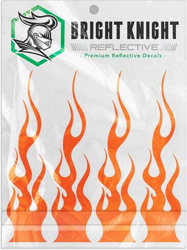 ملصقات لهب عاكسة للضوء من Bright Knight، 4 قطع من ملصقات السيارات العاكسة باللون البرتقالي مع فينيل عاكس للضوء بطول 3 أمتار، ملصقات لهب آمنة مقاومة للماء ذاتية اللصق في الهواء الطلق للشاحنات والسيارات والخوذات in Saudi Arabia