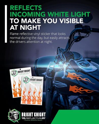 ملصقات لهب عاكسة للضوء من Bright Knight، 4 قطع من ملصقات السيارات العاكسة باللون البرتقالي مع فينيل عاكس للضوء بطول 3 أمتار، ملصقات لهب آمنة مقاومة للماء ذاتية اللصق في الهواء الطلق للشاحنات والسيارات والخوذات in Saudi Arabia