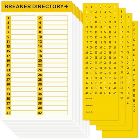 16 Sheets Breaker Panel Labels Electrical Box Sticker Numbers Breaker Panel Labels Electrical Sticker Number Catalog Load Center Adhesive Waterproof Reusable（Mix Colors） in Saudi Arabia