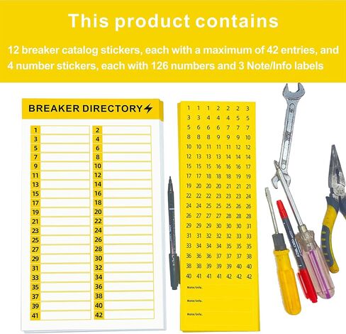 16 Sheets Breaker Panel Labels Electrical Box Sticker Numbers Breaker Panel Labels Electrical Sticker Number Catalog Load Center Adhesive Waterproof Reusable（Mix Colors） in Saudi Arabia