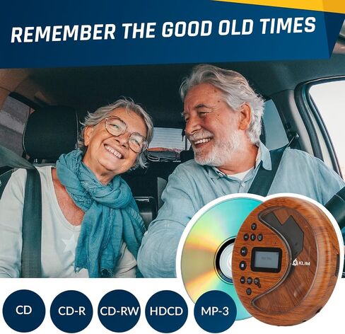 KLIM Discover Wood + مشغل أقراص مضغوطة محمول Walkman مع بطارية طويلة الأمد + جديد + مع سماعات رأس + راديو FM + مشغل أقراص مضغوطة MP3 متوافق + بطاقة SD وجهاز إرسال FM وبلوتوث + مثالي للسيارات in Kuwait