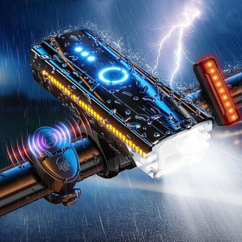 POSUGEAR LED 9000 Lumen Super Bright Bike Lights، USB قابلة للشحن فائقة السطوع، أضواء دراجة IPX5 مع وظيفة تذكير القرن، سهلة التركيب، أسود in Kuwait
