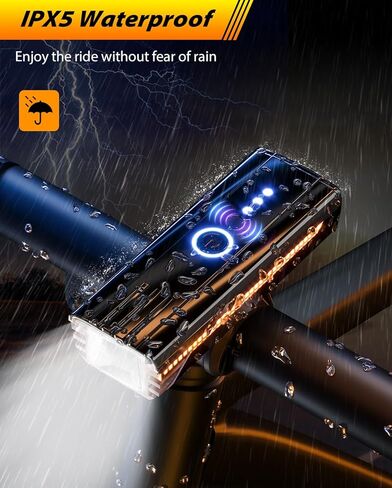 POSUGEAR LED 9000 Lumen Super Bright Bike Lights، USB قابلة للشحن فائقة السطوع، أضواء دراجة IPX5 مع وظيفة تذكير القرن، سهلة التركيب، أسود in Kuwait