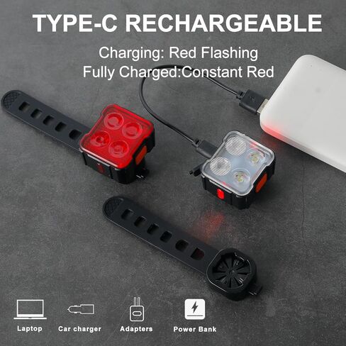 مجموعة مصابيح دراجة KunHe مكونة من 4 قطع قابلة لإعادة الشحن عبر USB، مصابيح دراجة فائقة السطوع للأطفال ومصباح أمامي قابل للتعتيم وإضاءة خلفية خلفية in Kuwait