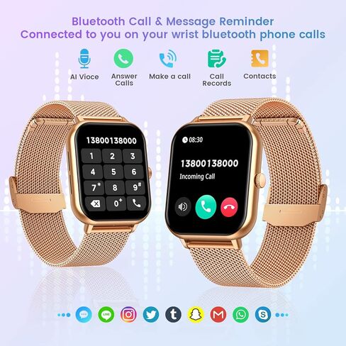Smart Watch for Women Fitness Tracker: 1.83 Inch Bluetooth Call Smartwatch with Blood Oxygen Blood Pressure Monitor Compatible with Android Ios 100+ Sport Mode Heart Rate Steps Counter Waterproof Ip67 in Kuwait