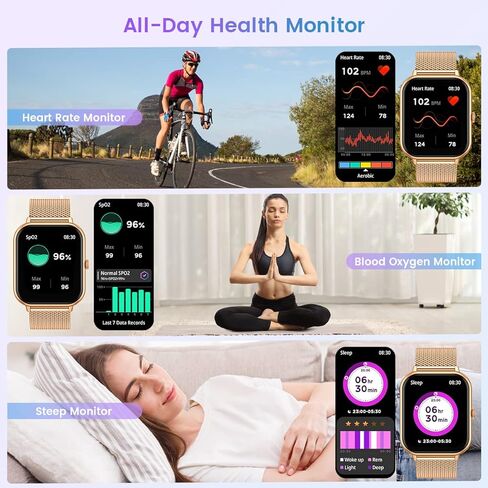 Smart Watch for Women Fitness Tracker: 1.83 Inch Bluetooth Call Smartwatch with Blood Oxygen Blood Pressure Monitor Compatible with Android Ios 100+ Sport Mode Heart Rate Steps Counter Waterproof Ip67 in Kuwait