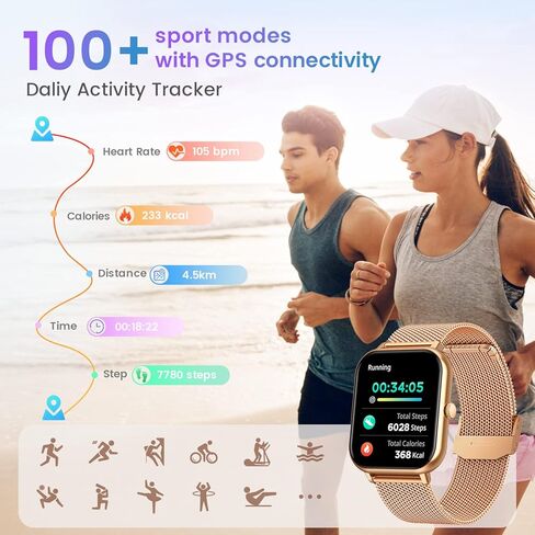 Smart Watch for Women Fitness Tracker: 1.83 Inch Bluetooth Call Smartwatch with Blood Oxygen Blood Pressure Monitor Compatible with Android Ios 100+ Sport Mode Heart Rate Steps Counter Waterproof Ip67 in Kuwait