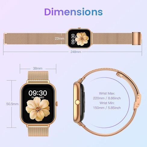 Smart Watch for Women Fitness Tracker: 1.83 Inch Bluetooth Call Smartwatch with Blood Oxygen Blood Pressure Monitor Compatible with Android Ios 100+ Sport Mode Heart Rate Steps Counter Waterproof Ip67 in Kuwait