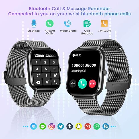 Smart Watch for Women Fitness Tracker: 1.83 Inch Bluetooth Call Smartwatch with Blood Oxygen Blood Pressure Monitor Compatible with Android Ios 100+ Sport Mode Heart Rate Steps Counter Waterproof Ip67 in Saudi Arabia