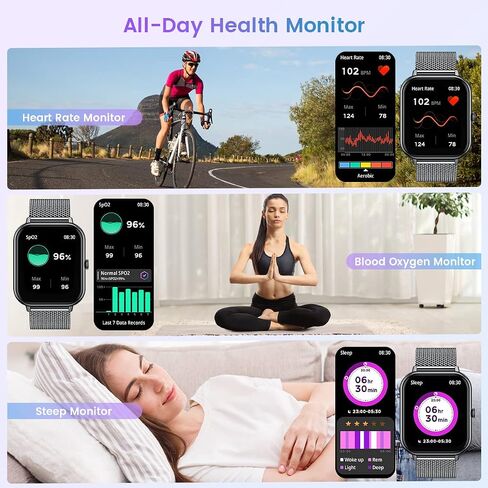 Smart Watch for Women Fitness Tracker: 1.83 Inch Bluetooth Call Smartwatch with Blood Oxygen Blood Pressure Monitor Compatible with Android Ios 100+ Sport Mode Heart Rate Steps Counter Waterproof Ip67 in Saudi Arabia