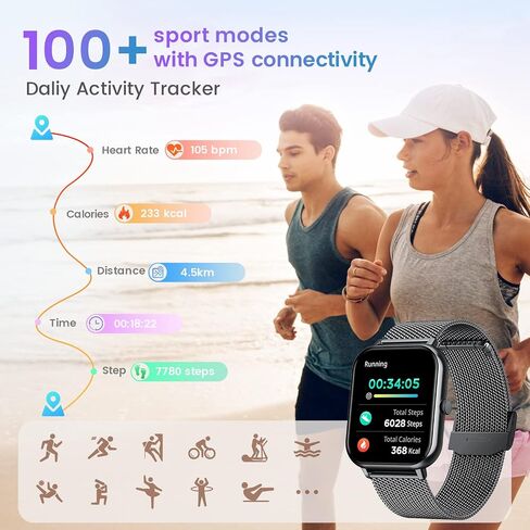 Smart Watch for Women Fitness Tracker: 1.83 Inch Bluetooth Call Smartwatch with Blood Oxygen Blood Pressure Monitor Compatible with Android Ios 100+ Sport Mode Heart Rate Steps Counter Waterproof Ip67 in Saudi Arabia