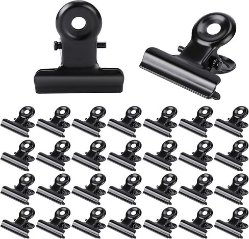 30 Pieces Metal Hinge Clips,Stainless Steel Picture Clips Black Paper Clips Bulldog Clips Small Bull Clips Binder Clips Mini Metal Clips Wall Clips for Hanging (22mm) in Saudi Arabia