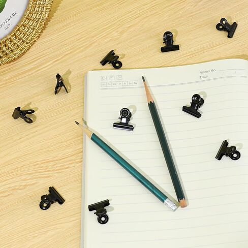 30 Pieces Metal Hinge Clips,Stainless Steel Picture Clips Black Paper Clips Bulldog Clips Small Bull Clips Binder Clips Mini Metal Clips Wall Clips for Hanging (22mm) in Saudi Arabia