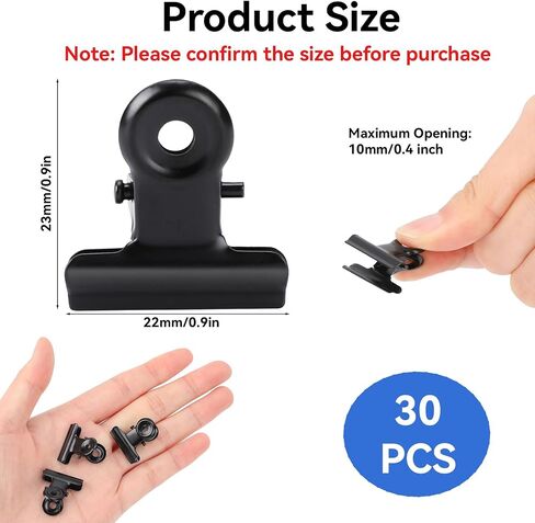 30 Pieces Metal Hinge Clips,Stainless Steel Picture Clips Black Paper Clips Bulldog Clips Small Bull Clips Binder Clips Mini Metal Clips Wall Clips for Hanging (22mm) in Saudi Arabia