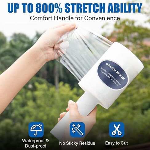 Green Moon 2PCS Stretch Wrap with Handle 5'' 1000ft 80 Gauge Thickness Mini Shrink Wrap Roll for Moving Furniture, Supplies, Plastic Wrap for Packing, Heavy Duty Stretch Film in Saudi Arabia