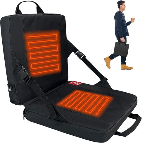 GHPERTCAER Heated Bleacher Seat Pad Cushion with Back Support for Sports Outdoor Hunting Camping & Office, USB Battery Powered, 3 Gear Adjustable Temperature,Waterproof 600D Oxford Cloth in Saudi Arabia