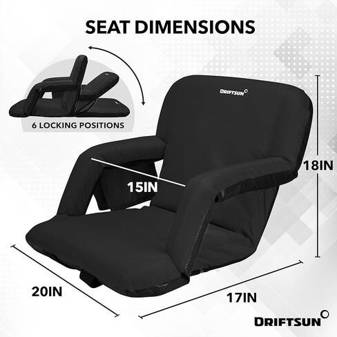 مقاعد استاد Driftsun مع دعم للظهر، وكراسي تبييض فاخرة مع دعم للظهر ووسادة، ومقاعد استاد مبطنة، وكرسي استاد مقاوم للماء in Kuwait