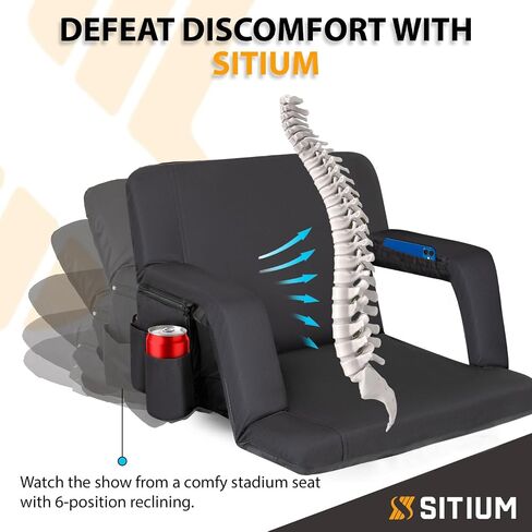 Reclining Stadium Seat for Bleachers – Folding Stadium Seat Backpack with Armrests, 2 Pockets, Carry Bag, Strap, and seat Hook for Stadium Bleacher Seats in Saudi Arabia