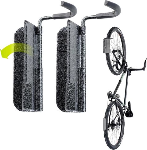 حامل حائط دوار للدراجة بواسطة Delta Cycle (عبوة من قطعتين) - يتأرجح حامل دراجة المرآب 90 درجة لمزيد من المساحة الأرضية - شماعة حائط للدراجة مع صينية إطار خلفي - حامل دراجة عمودي يحمل أي دراجة يصل وزنها إلى 40 رطلاً in Kuwait