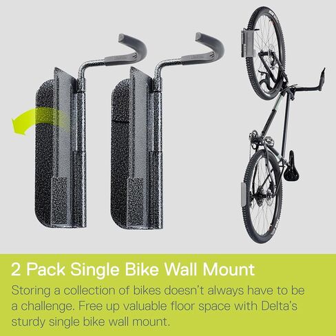 حامل حائط دوار للدراجة بواسطة Delta Cycle (عبوة من قطعتين) - يتأرجح حامل دراجة المرآب 90 درجة لمزيد من المساحة الأرضية - شماعة حائط للدراجة مع صينية إطار خلفي - حامل دراجة عمودي يحمل أي دراجة يصل وزنها إلى 40 رطلاً in Kuwait