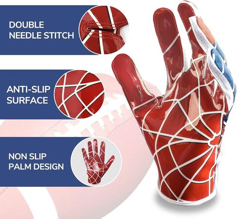 Body+ Football Gloves, Football Receiver Gloves, Enhanced Performance Sports Gloves and High Grip Football Gloves for Adult Youth in Saudi Arabia