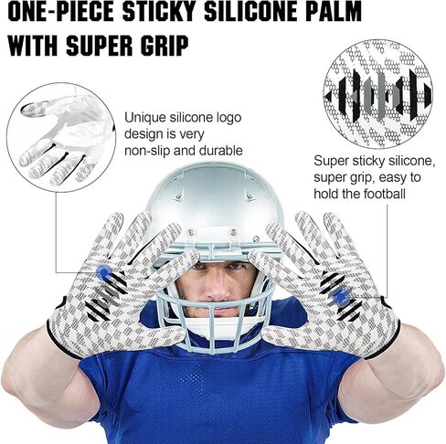 قفازات استقبال كرة القدم من Bosaen، قفاز استقبال رياضي ضيق للغاية، قفاز سيليكون مسامي وغير قابل للانزلاق، قفازات كرة قدم معززة الأداء للشباب والكبار (L & XL) in Kuwait