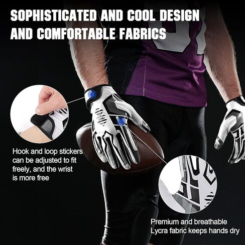 قفازات استقبال كرة القدم من Bosaen، قفاز استقبال رياضي ضيق للغاية، قفاز سيليكون مسامي وغير قابل للانزلاق، قفازات كرة قدم معززة الأداء للشباب والكبار (L & XL) in Kuwait