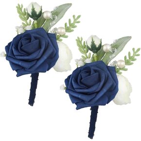 Rinlong 2Pcs Terracotta Boutonnieres for Men Wedding Groom Burnt Orange Artificial Flower Boutonniere Groomsmen Boutineer Prom Homecoming Accessories