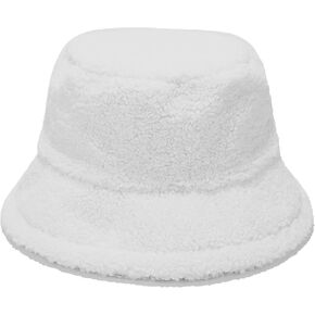 Winter Warm Plush Fuzzy Bucket Hat Faux Fur Shearling Fisherman Hats for Women