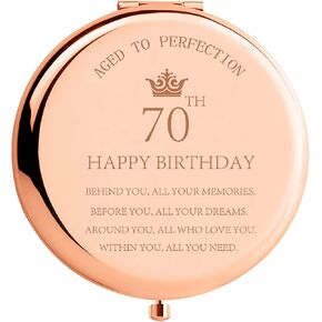 70th Birthday Gifts for Women Behind You All Your Memories Unique 70 Birthday Gifts Ideas for Mom Wife Ggrandma Stainless Steel Eengraved Compact Mirror
