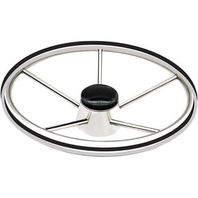Boat Steering Wheel 5 Spoke 13.5 inch Stainless Steel With Grip For Marine 13-1/2 inch