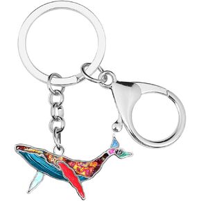 Mother's Day Enamel Alloy Ocean Whale Keychain Keyring Novelty Gifts for Women Girls Bag Wallet Charms
