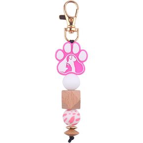 Silicone Beaded Leopard Keychain for Man,Key Holder Bag Charm Accessories,Dog Claw Pendant Keyring for Women