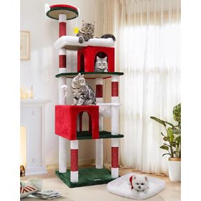 S72 Heavy Duty Christmas Cat Tree for Large Cats, Sturdy 72in Maine Coon Cat Tree for Large Cats 20 lbs+ Festival Heavy Duty Cat Tower for Adult Biggest Cats with 6 Scratching Posts, Hammock